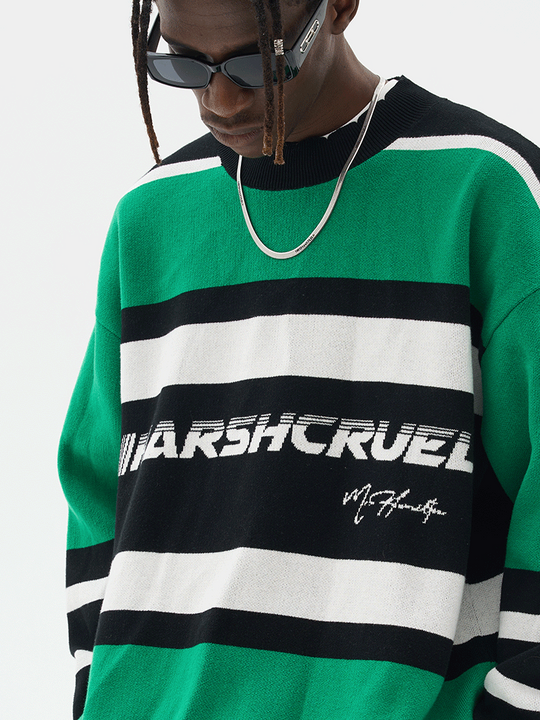 Harsh and Cruel Striped Logo Knit Sweater