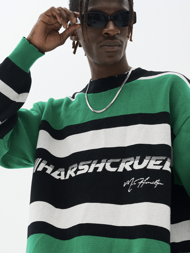 Harsh and Cruel Striped Logo Knit Sweater