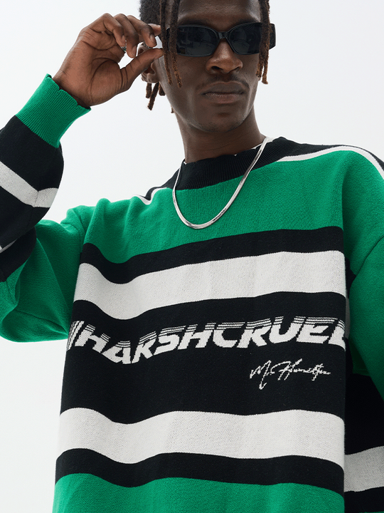 Harsh and Cruel Striped Logo Knit Sweater