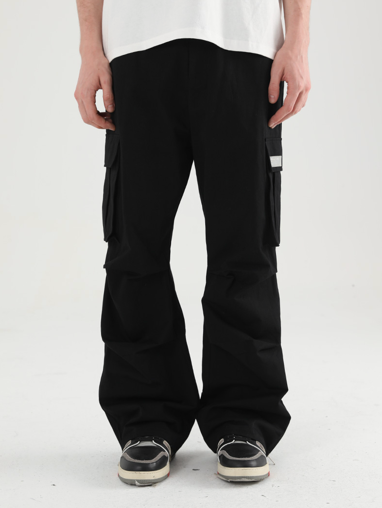 Harsh and Cruel Wide Leg Pleated 3D Pockets Zipper Cargo Work Pants