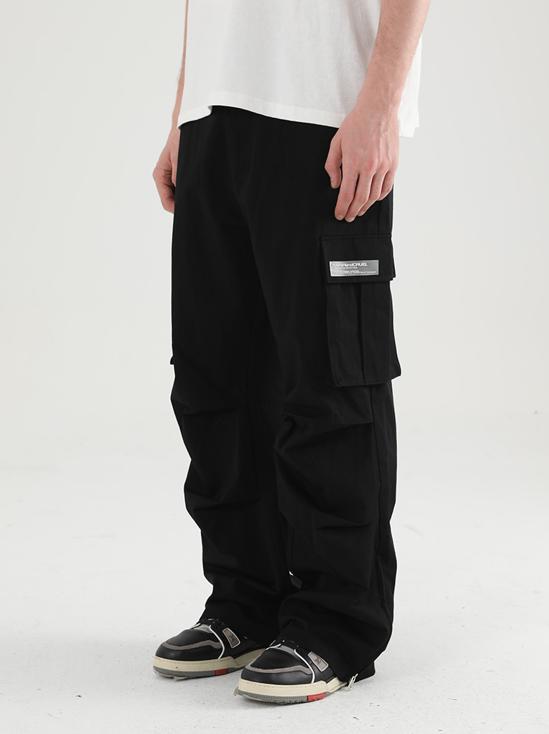 Harsh and Cruel Wide Leg Pleated 3D Pockets Zipper Cargo Work Pants