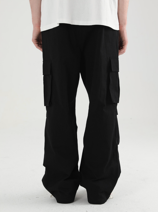 Harsh and Cruel Wide Leg Pleated 3D Pockets Zipper Cargo Work Pants