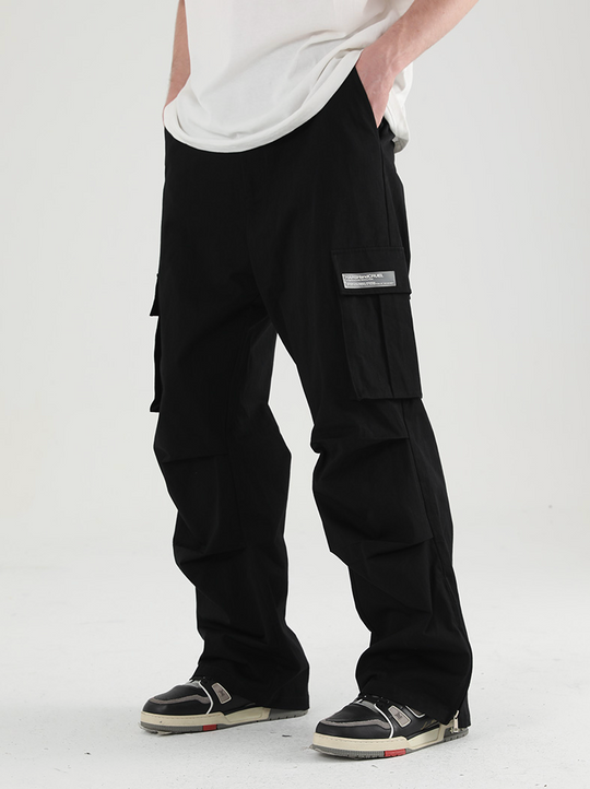 Harsh and Cruel Wide Leg Pleated 3D Pockets Zipper Cargo Work Pants