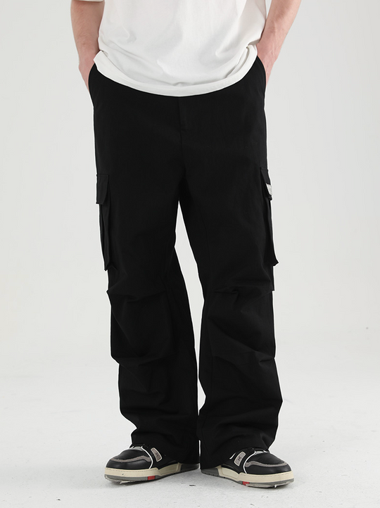 Harsh and Cruel Wide Leg Pleated 3D Pockets Zipper Cargo Work Pants