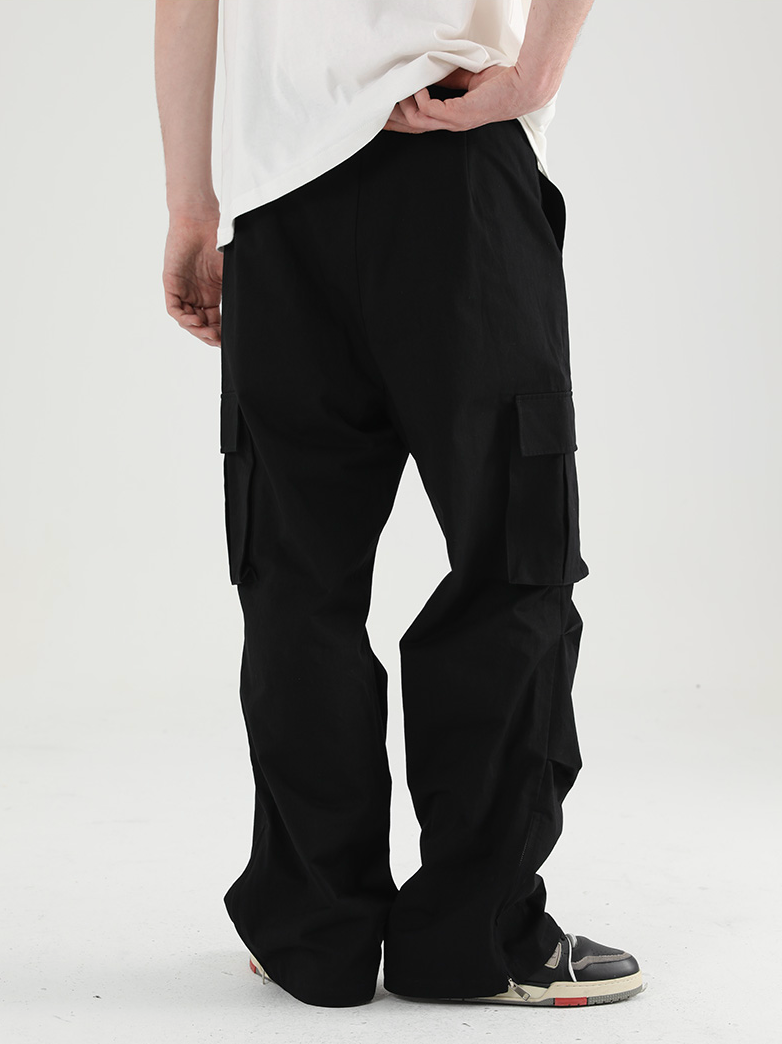 Harsh and Cruel Wide Leg Pleated 3D Pockets Zipper Cargo Work Pants