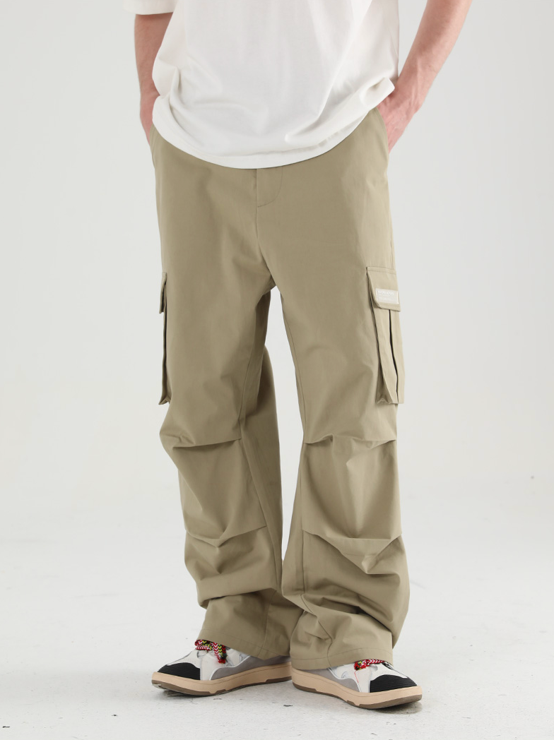 Harsh and Cruel Wide Leg Pleated 3D Pockets Zipper Cargo Work Pants