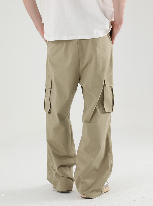 Harsh and Cruel Wide Leg Pleated 3D Pockets Zipper Cargo Work Pants