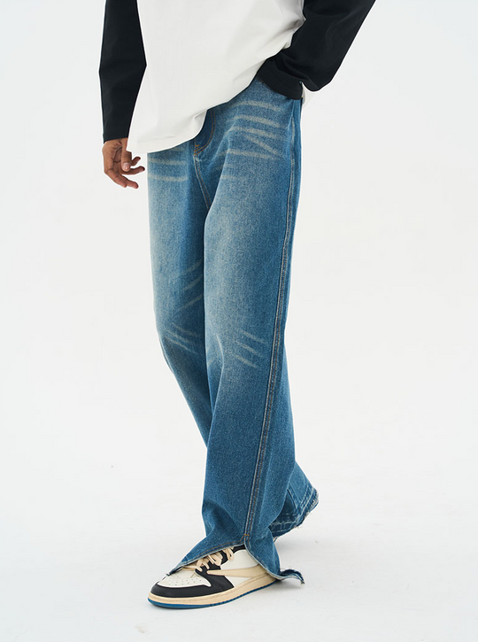 Harsh and Cruel Washed Frayed Straight Denim