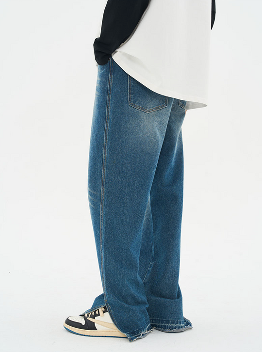 Harsh and Cruel Washed Frayed Straight Denim