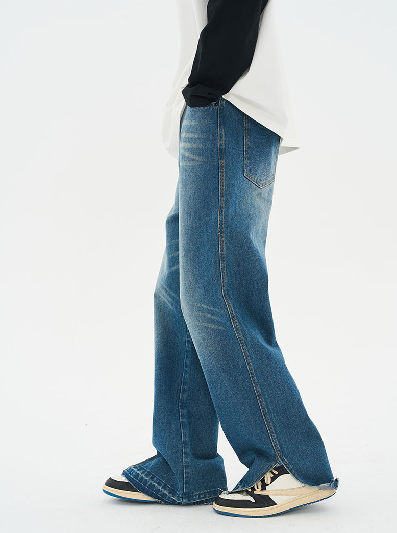 Harsh and Cruel Washed Frayed Straight Denim