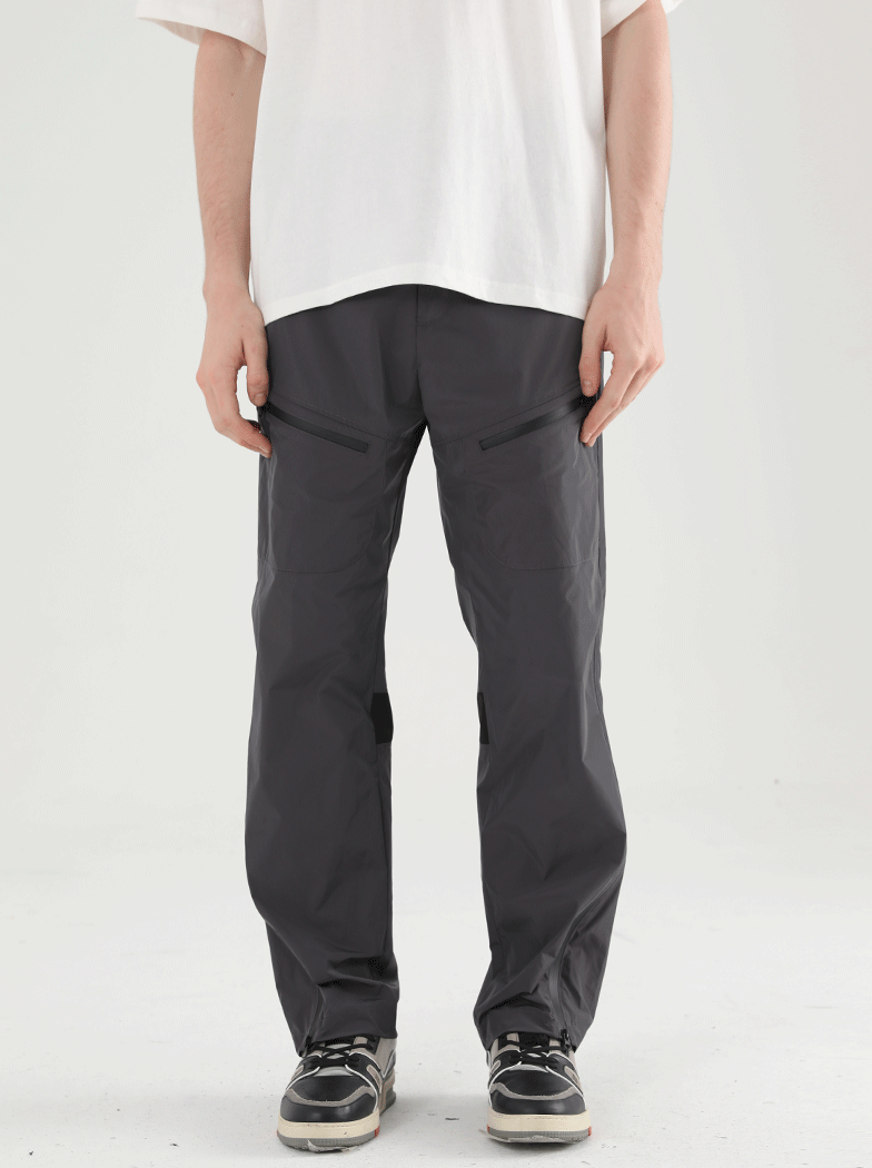 Harsh and Cruel Functional Zipper Nylon Straight Trousers