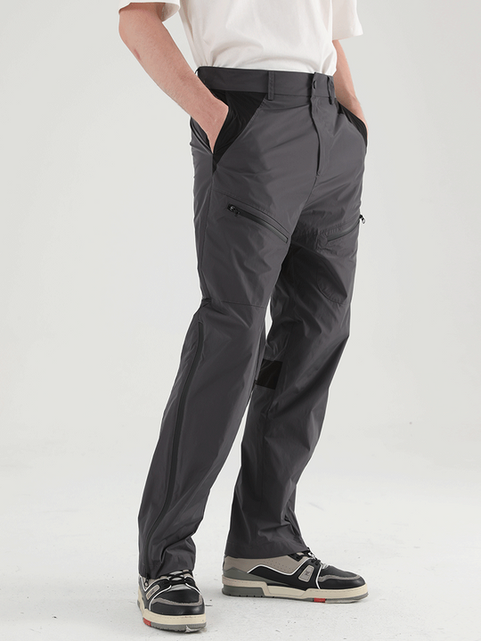 Harsh and Cruel Functional Zipper Nylon Straight Trousers