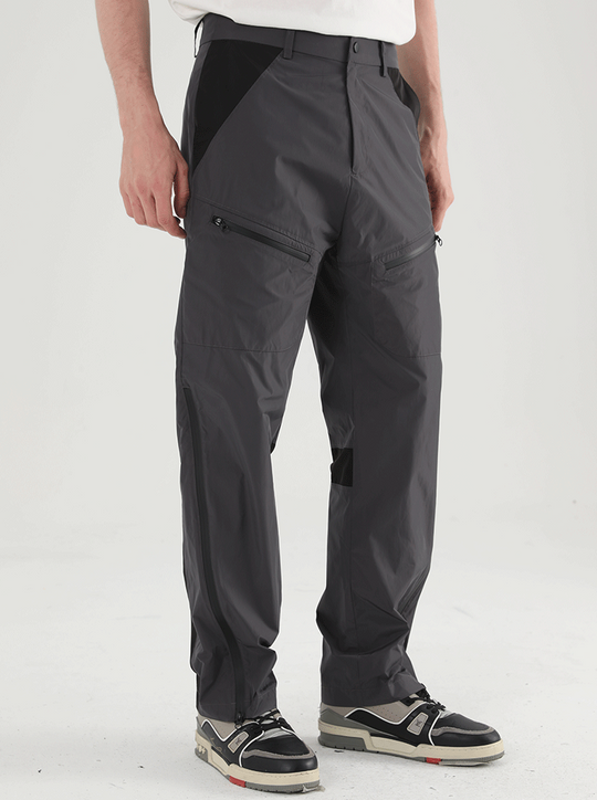 Harsh and Cruel Functional Zipper Nylon Straight Trousers