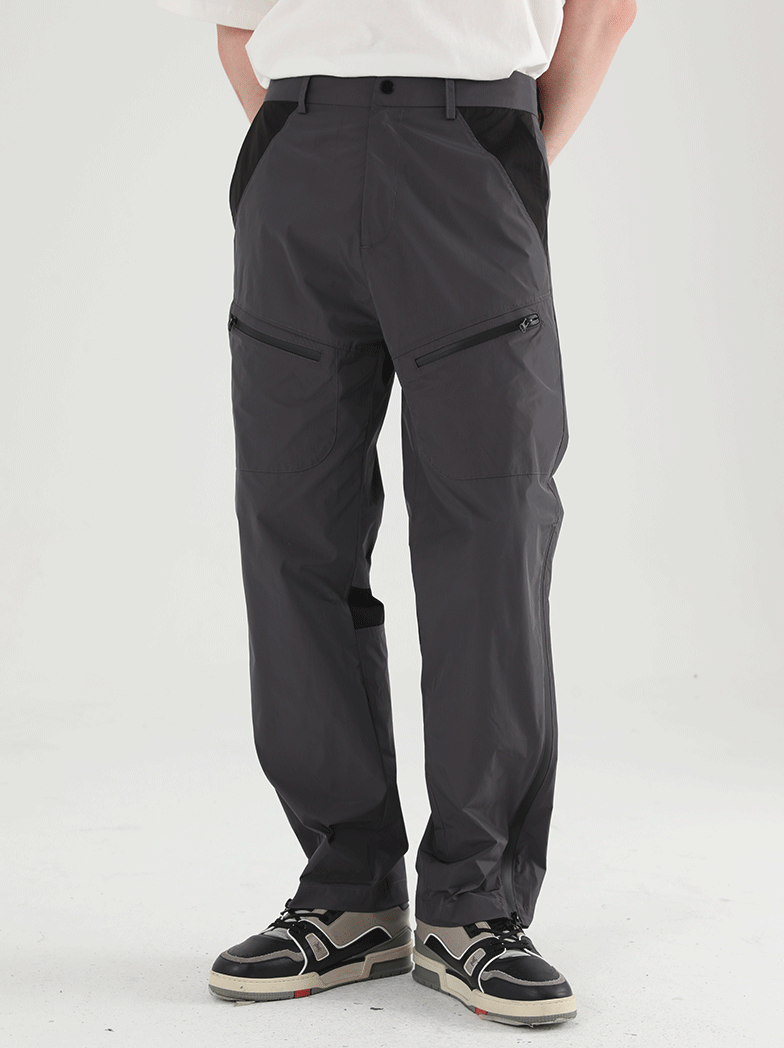 Harsh and Cruel Functional Zipper Nylon Straight Trousers