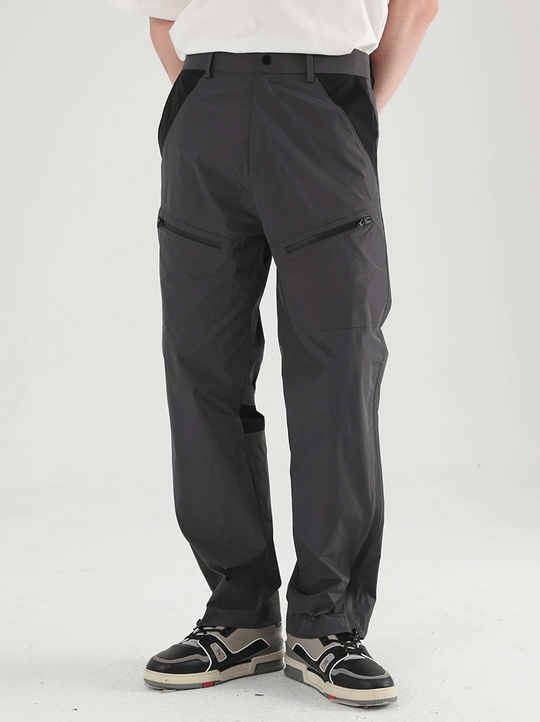 Harsh and Cruel Functional Zipper Nylon Straight Trousers