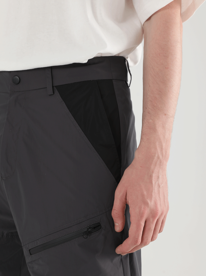 Harsh and Cruel Functional Zipper Nylon Straight Trousers