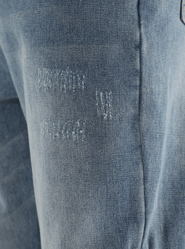 Harsh and Cruel Leather Panel Flared Denim