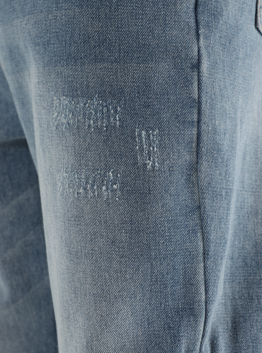 Harsh and Cruel Leather Panel Flared Denim