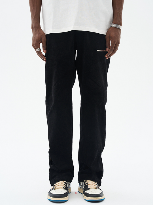 Harsh and Cruel Micro Flared Zipper Corduroy Trousers