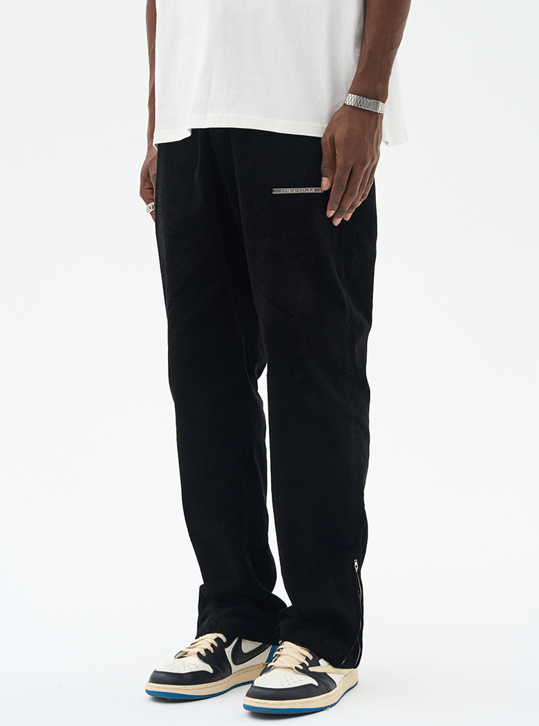 Harsh and Cruel Micro Flared Zipper Corduroy Trousers