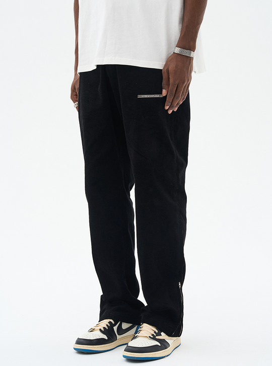 Harsh and Cruel Micro Flared Zipper Corduroy Trousers