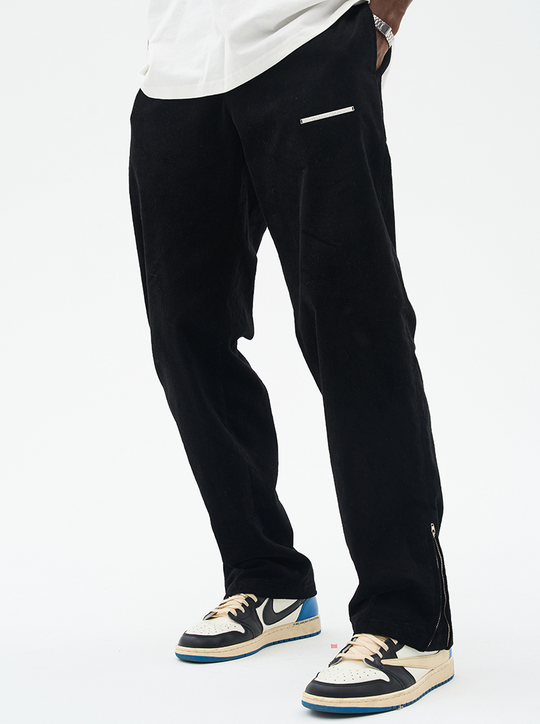 Harsh and Cruel Micro Flared Zipper Corduroy Trousers