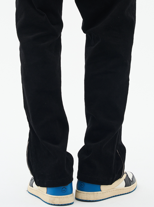 Harsh and Cruel Micro Flared Zipper Corduroy Trousers
