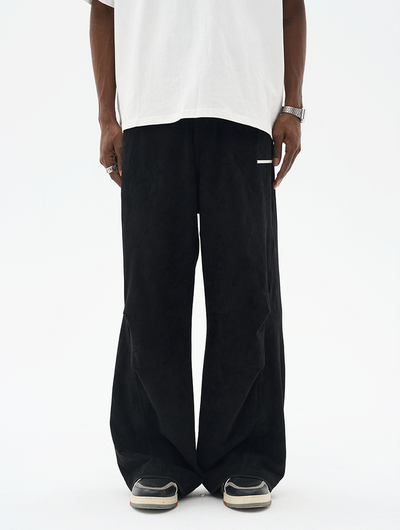Harsh and Cruel Suede Pleated Flared Trousers