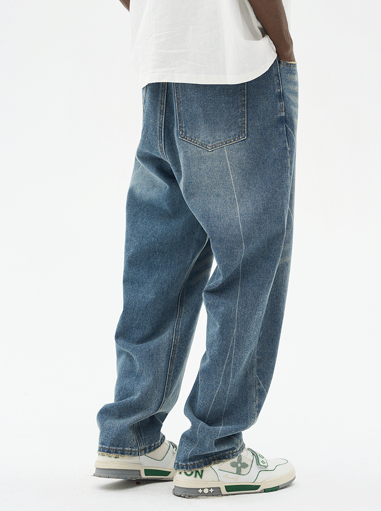 Harsh and Cruel Heavy Washed Striped Loose Denim