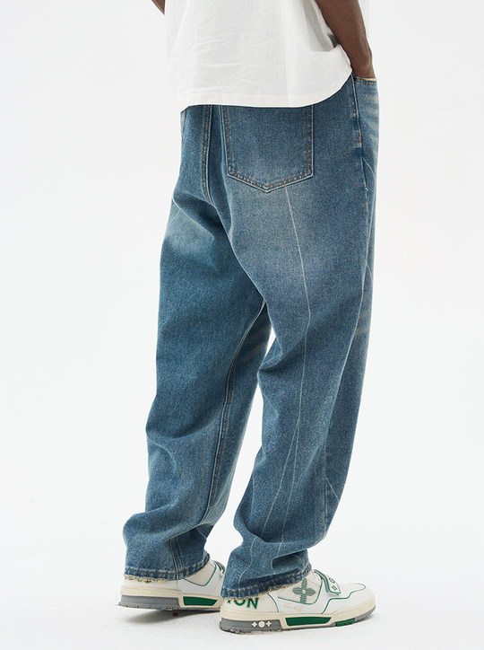 Harsh and Cruel Heavy Washed Striped Loose Denim