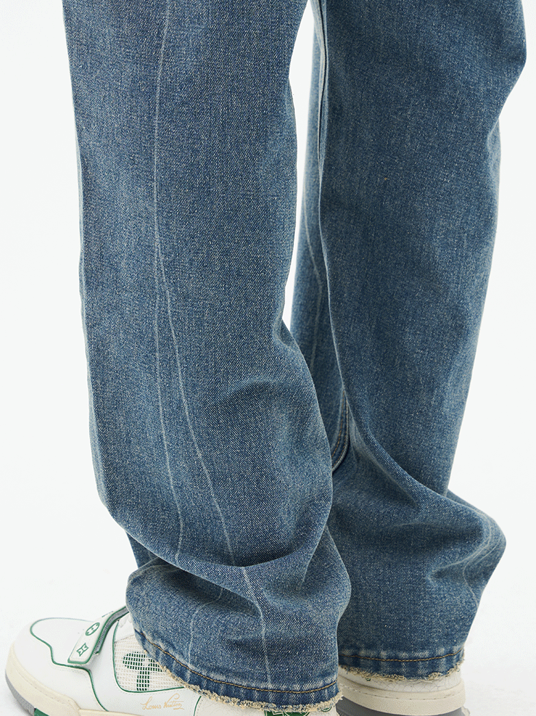 Harsh and Cruel Heavy Washed Striped Loose Denim