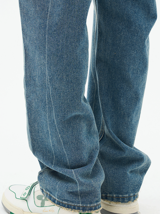 Harsh and Cruel Heavy Washed Striped Loose Denim