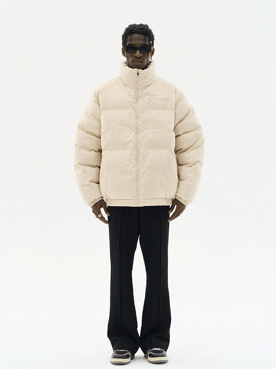 Harsh and Cruel Embossed Gothic Logo Down Jacket