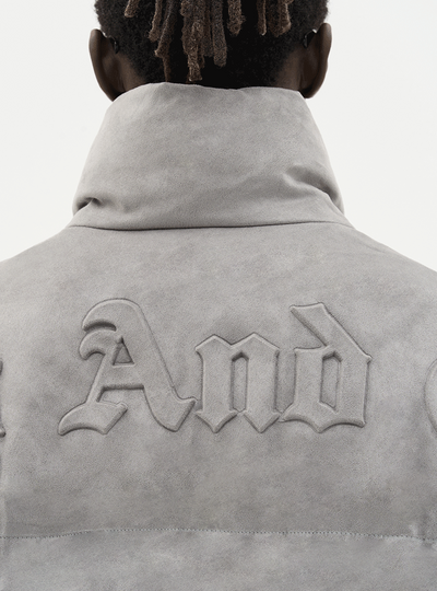 Harsh and Cruel Embossed Gothic Logo Down Jacket