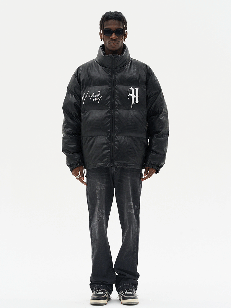 Harsh and Cruel Commission Faux Crocodile Leather Down Jacket