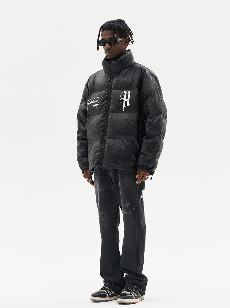 Harsh and Cruel Commission Faux Crocodile Leather Down Jacket