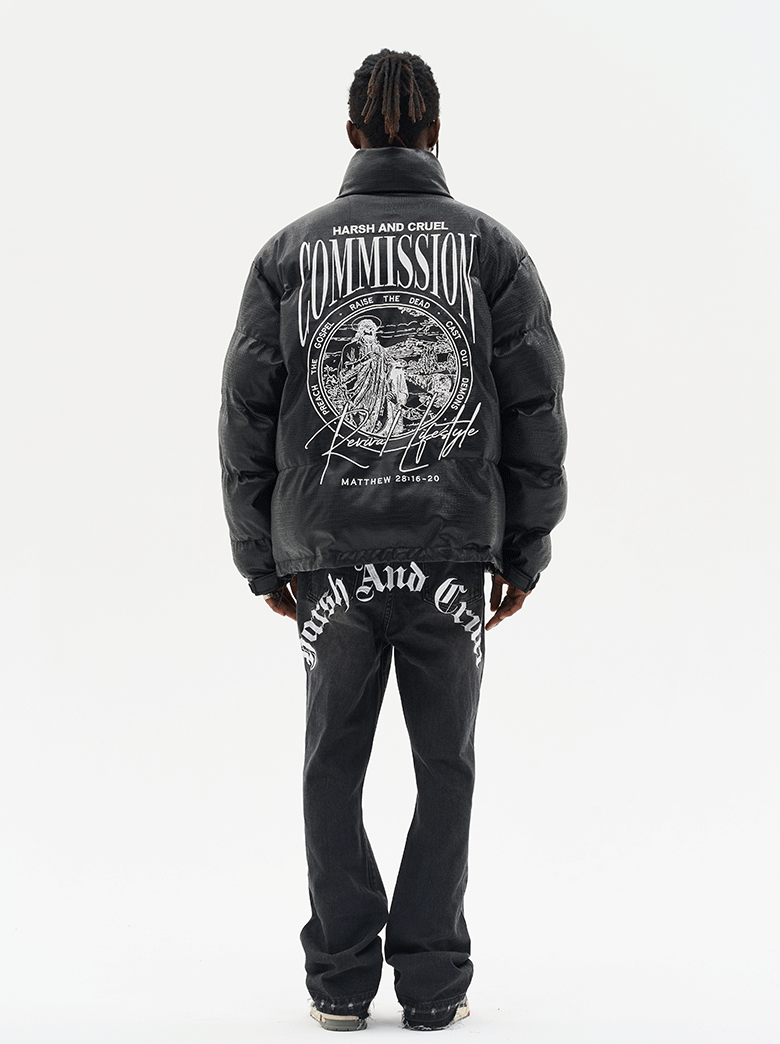 Harsh and Cruel Commission Faux Crocodile Leather Down Jacket