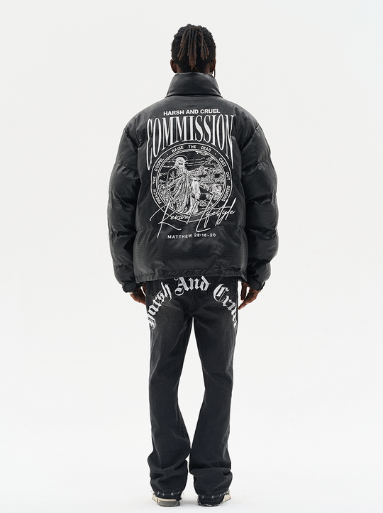 Harsh and Cruel Commission Faux Crocodile Leather Down Jacket