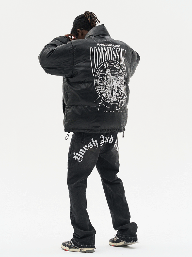 Harsh and Cruel Commission Faux Crocodile Leather Down Jacket