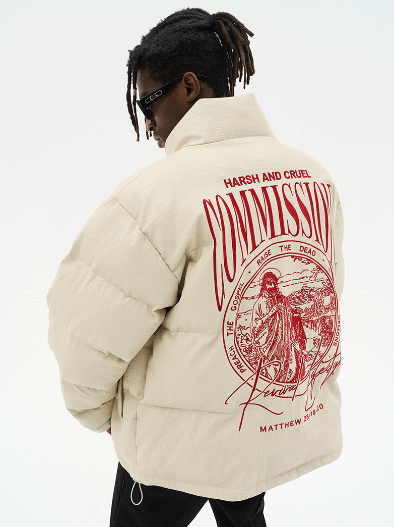 Harsh and Cruel Commission Faux Crocodile Leather Down Jacket