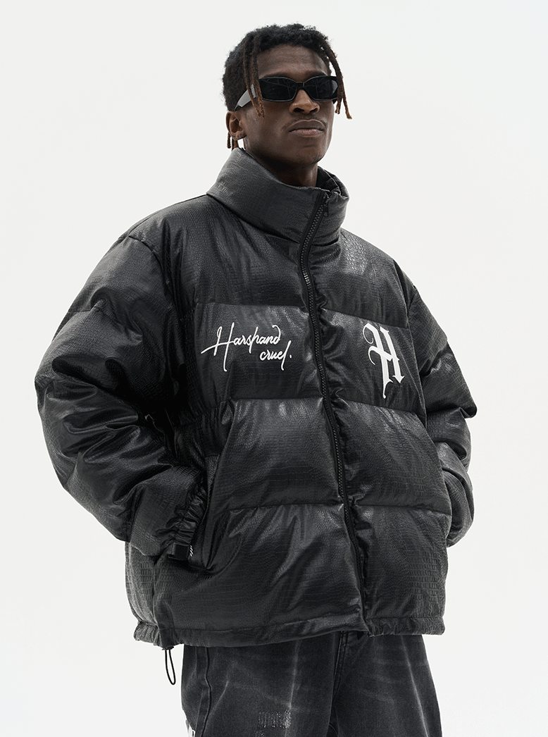 Harsh and Cruel Commission Faux Crocodile Leather Down Jacket