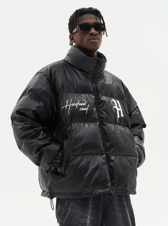 Harsh and Cruel Commission Faux Crocodile Leather Down Jacket