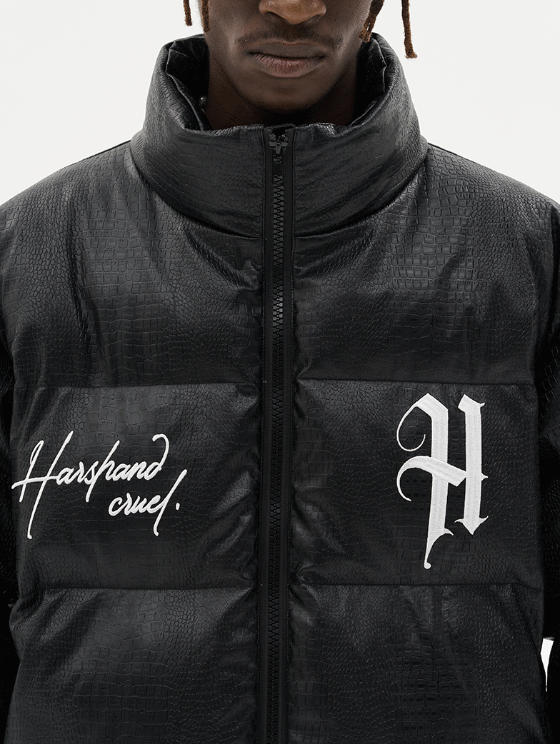 Harsh and Cruel Commission Faux Crocodile Leather Down Jacket