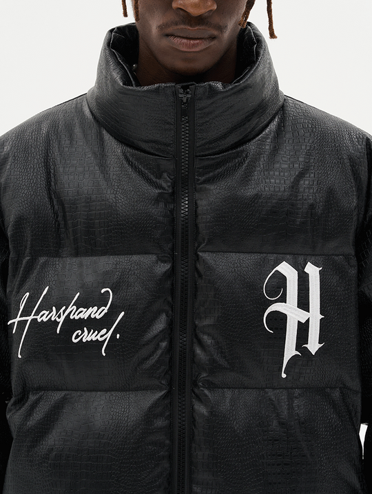 Harsh and Cruel Commission Faux Crocodile Leather Down Jacket