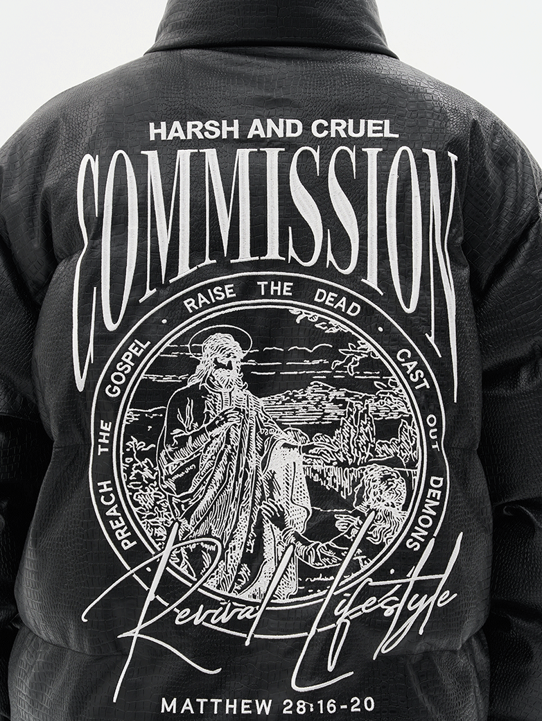 Harsh and Cruel Commission Faux Crocodile Leather Down Jacket