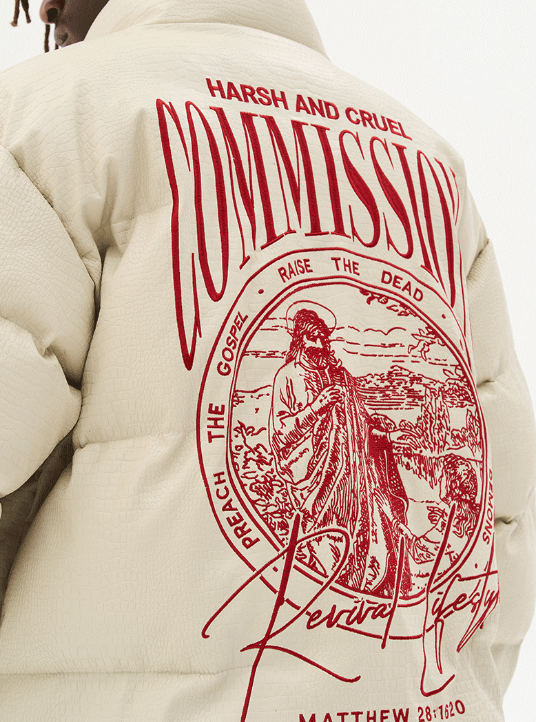 Harsh and Cruel Commission Faux Crocodile Leather Down Jacket