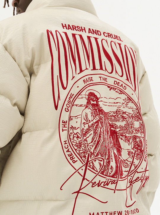 Harsh and Cruel Commission Faux Crocodile Leather Down Jacket