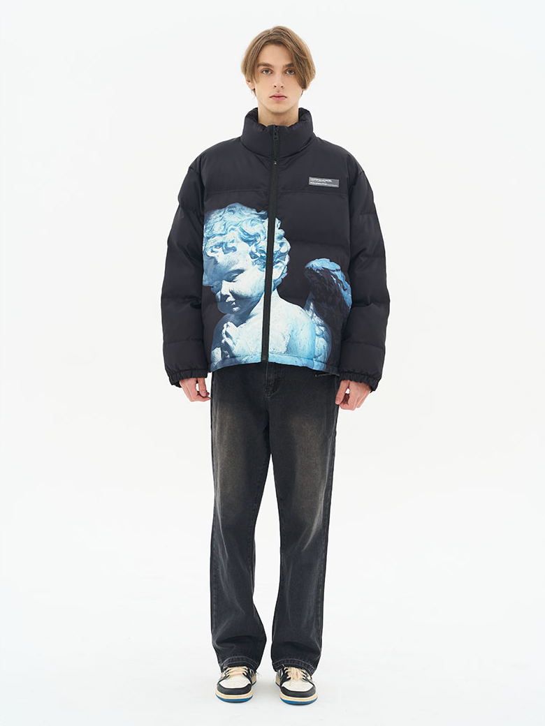 Harsh and Cruel Cherub Sculpture Printed Jacket