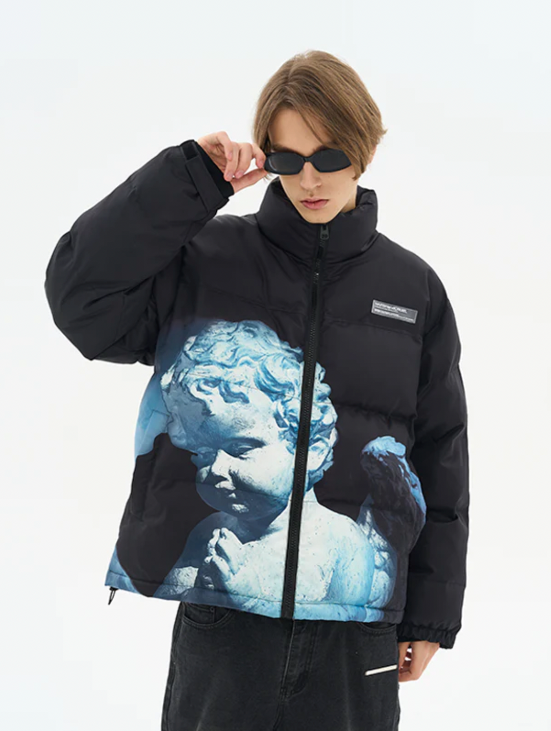 Harsh and Cruel Cherub Sculpture Printed Jacket