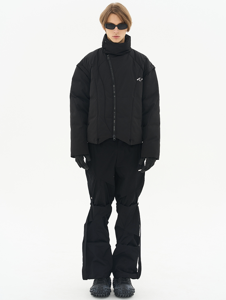 Harsh and Cruel Asymmetrical Zipper Stitched Padded Jacket